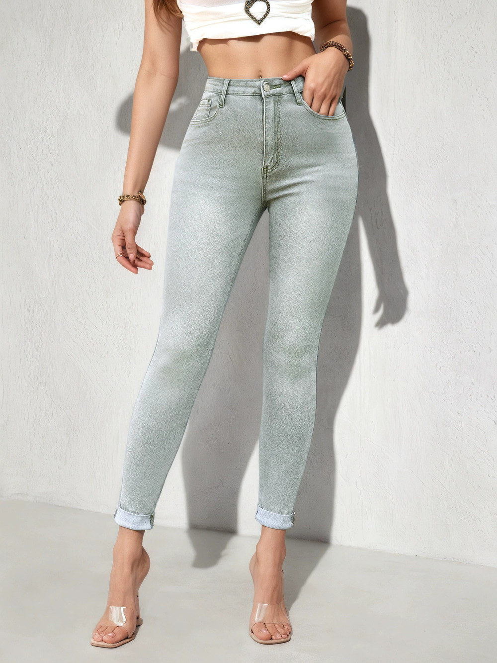 ZARA Factory Direct Womens High Waist Skinny Stretch Jeans